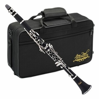 Black clarinet with carrying case.