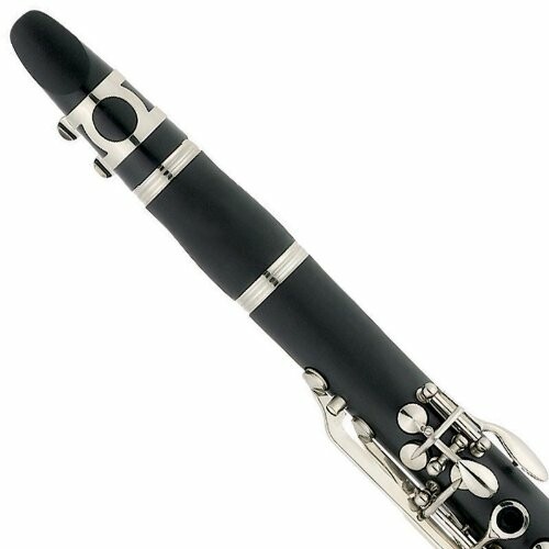 Close-up of a clarinet mouthpiece and keys.