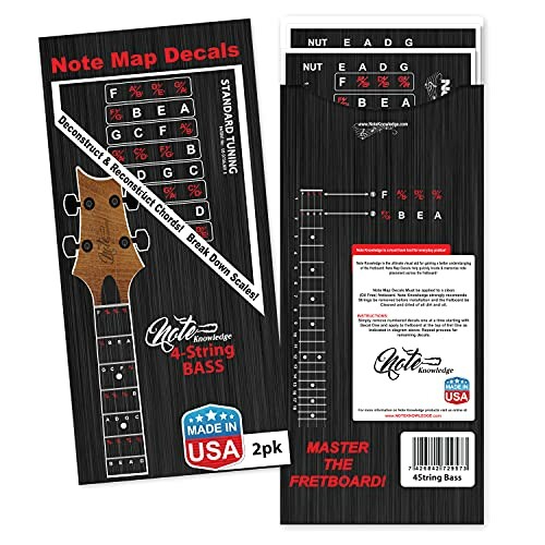 Bass Guitar Fretboard Note Map Decals