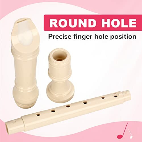 Recorder showing round hole design for precise finger placement.